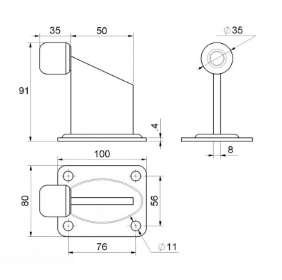 Doraz KVN gate systems na posuvnú bránu, platňa 100x80mm