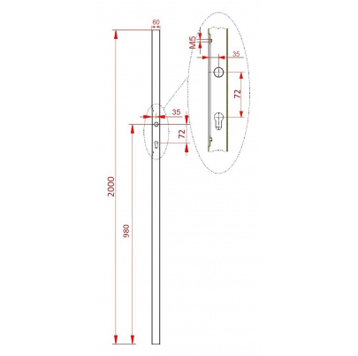 Profil 60x40x1,5mm H-2000mm so zámkom bez zapustenia