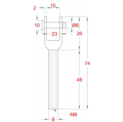 Nerezový úchyt s vnútorným závitom M6, brúsená AISI304