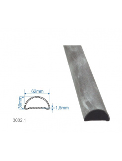 Madlová tyč dutá 62x30x1,5mm, hladká, dĺžka 3000 mm, cena za KUS