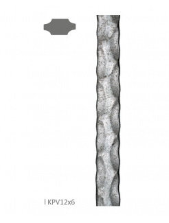 Tyč plochá plná 12x6mm, čierna S235, zdobená po hranách L=6000mm, cena za KUS