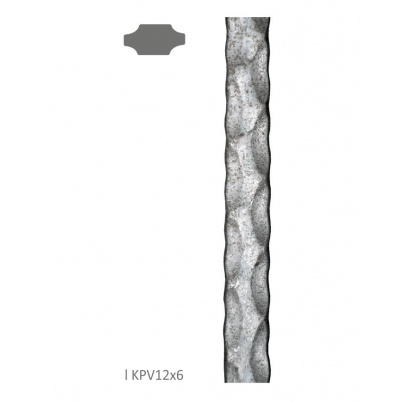 Tyč plochá plná 12x6mm, čierna S235, zdobená po hranách L=6000mm, cena za KUS