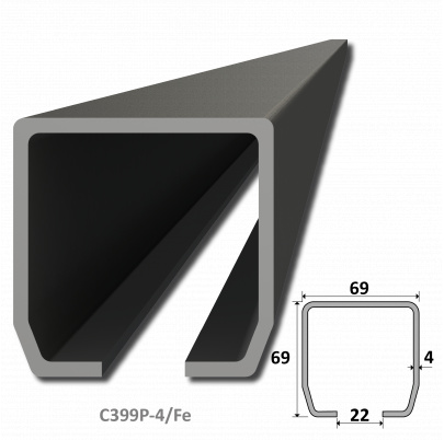 C profil PICOLLO (69x69x4mm) čierny, dĺžka 1m