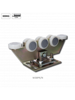 Vozík regulovateľný pre C-profil 70x70x4mm, polyamidové kolieska 8ks, žltý zinok, pre bránu do 300kg otvor do 5,5m