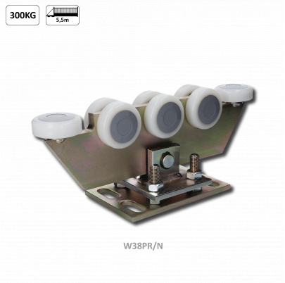 Vozík regulovateľný pre C-profil 70x70x4mm, polyamidové kolieska 8ks, žltý zinok, pre bránu do 300kg otvor do 5,5m