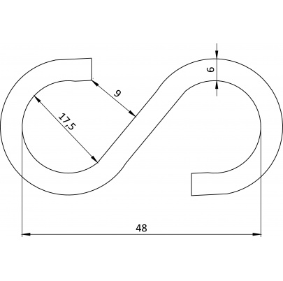 S-hák symetrický, d=6mm, art.8160, A4/AISI316