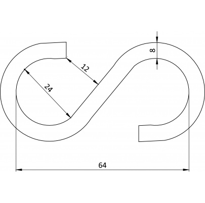 S-hák symetrický, d=8mm, art.8160, A4/AISI316