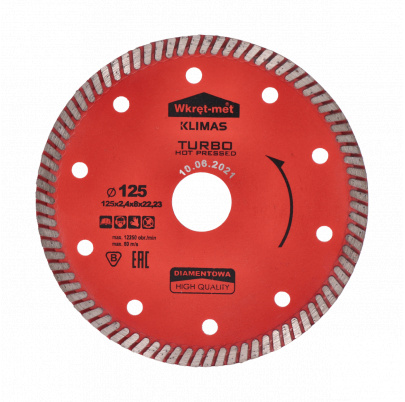 Profesionálny Turbo diamantový kotúč lisovaný za tepla 125x2.3x22