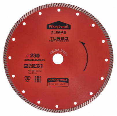 Profesionálny Turbo diamantový kotúč lisovaný za tepla 230x2.6x22