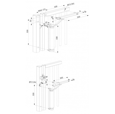 LOCINOX® LION hydraulický zatvárač pre krídlové brány do 75 kg / 1,1 m, otvárateľný do 180°