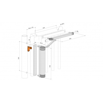 LOCINOX® LION hydraulický zatvárač pre krídlové brány do 75 kg / 1,1 m, otvárateľný do 180°
