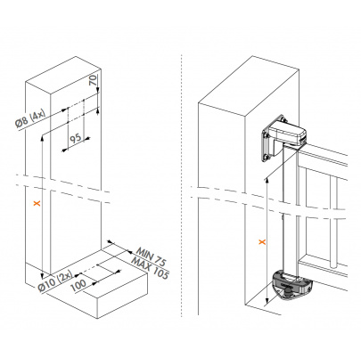 LOCINOX® INTERIO-GROUND montážna sada pre uchytenie zatvárača INTERIO na zem