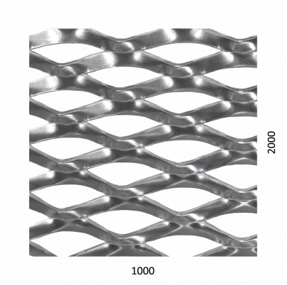 DOPREDAJ ťahokov Al,kosoštvorcové oko, nevalcované:62,5x25mm,mostík: 9,1mm (1000x2000x2mm), orientácia oka: rozmer 62,5mm je rovnobežný s rozmerom tabule 1000mm