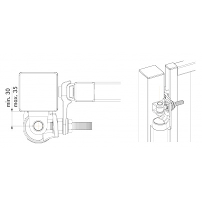 LOCINOX® RHINO hydraulický zatvárač otvárateľný 180°, na priamu montáž na pánty so závitom M16 a M20