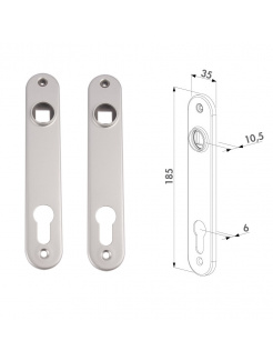 LOCINOX® krycí štítok s otvorom pre kľučku a cylindrickú vložku, rozteč 92 mm, materiál: nehrdzavejúca oceľ, cena za PÁR