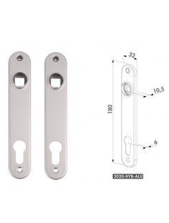 LOCINOX® krycí štítok s otvorom pre kľučku a cylindrickú vložku, rozteč 92 mm, materiál: hliník, cena za PÁR