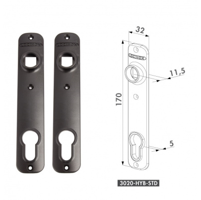 LOCINOX® krycí štítok s otvorom pre kľučku a cylindrickú vložku, rozteč 92 mm, materiál: polyamid, cena za PÁR