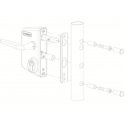 LOCINOX® Zámkový set LAKQ U2 pre profil Ø40 - Ø60 mm (kazeta, zámok, hliníkové kľučky, cylindrická vložka), voliteľná farba RAL