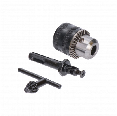 DOPREDAJ! Trojčeľusťové skľučovadlo so závitom 3/8` s upínaním na kľúč + adaptér na SDS+, rozsah skľučovadla 1,5 - 10mm