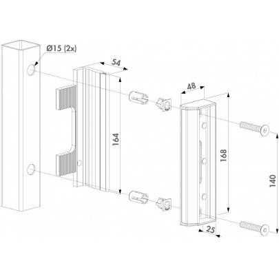 LOCINOX® SAKL QF dorazová lišta pre krídlové bránky, pre kruhový profil Ø40 až Ø60 mm, voliteľná farba RAL