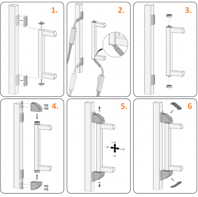 LOCINOX® BEARING HINGE bezúdržbový ložiskový osový záves, otvárateľný 90°, nastaviteľný 2D, kryt z nerezovej ocele