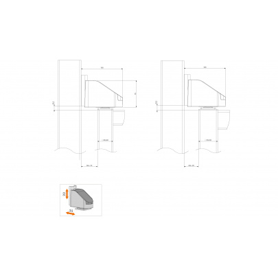 LOCINOX® BEARING HINGE bezúdržbový ložiskový osový záves, otvárateľný 90°, nastaviteľný 2D, kryt z nerezovej ocele