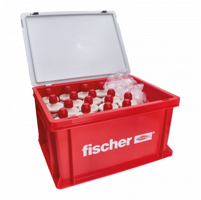 Praktický montážny box Fischer HWK obsahujúci 16 x chemickú maltu Fischer FIS VL 410 C
