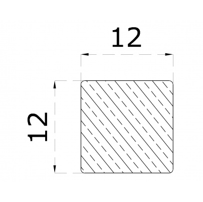 DOPREDAJ! Štvorhran 12x12mm, cena za 1m nerez bez povrchovej úpravy AISI304