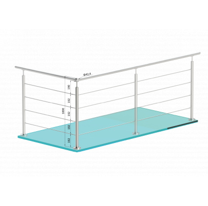 Nerezový stĺp, vrchné kotvenie, 4-dierový rohový: 90°