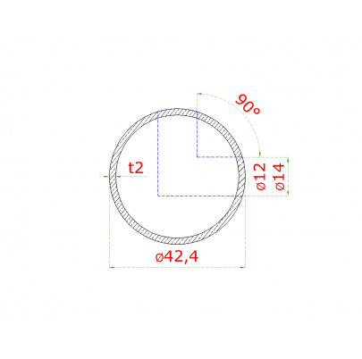 Nerezový stĺp, vrchné kotvenie, 4-dierový rohový: 90°