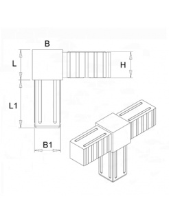 Plastová spojka - T-kus do profilu 30x30x2mm