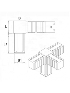 Plastová spojka - 4-nohý kus do profilu 20x20x1.5mm