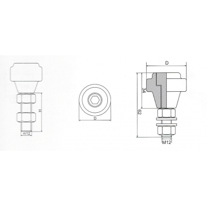 Polyamidový vodiace koliesko D-32.5mm, H-39mm, M12 pre horné vedenie posuvných brán