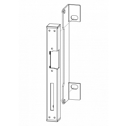 Set - dorazová kazeta pravá/lavá EZK310 (260x30x30 mm) + elektrický zámok EZ332 s lištou vhodná na rozteč zámku 90mm aj 72mm