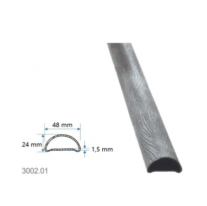 Madlová tyč dutá 48x24x1,5mm, vzor kôra,  dĺžka 6000 mm, cena za KUS