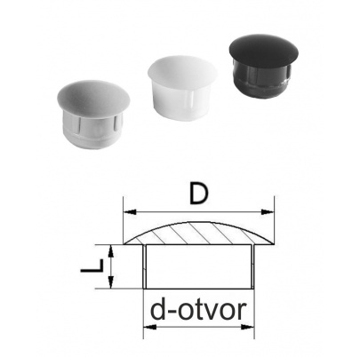 Vnútorná plastová krytka guľatá D-10mm, d-6mm, L-5,4mm