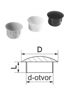 Vnútorná plastová krytka guľatá D-10mm, d-7mm, L-6mm