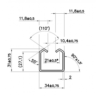 Profil PICCOLO 34x31x2mm, dľžka 4m