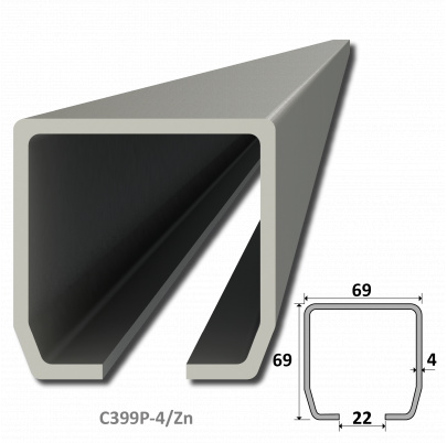 C profil 69x69x4mm pozinkovaný, dĺžka 1m