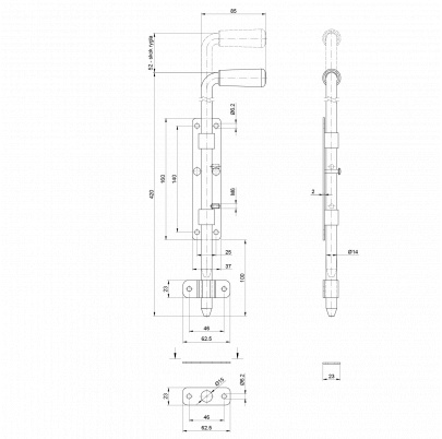 Rígeľ navárací ø 14mm, L: 420mm, bez povrchovej úpravy