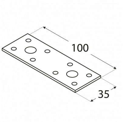 Plochá spojka 100x35mm, 2,5mm pozink, počet dier s priemerom 5mm-8ks, 11mm-2ks