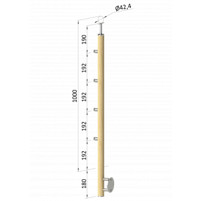 Drevený stĺp, bočné kotvenie, 4-radový, priechodný, vonkajší