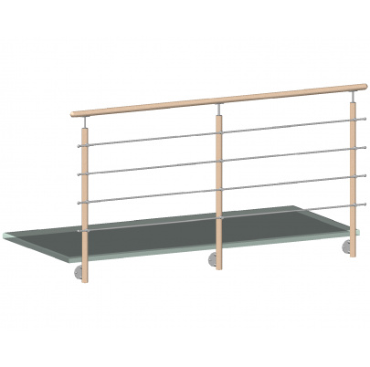 Drevený stĺp, bočné kotvenie, 4-radový, priechodný, vonkajší