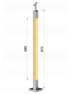 Drevený stĺp, vrchné kotvenie, bez výplne, vrch nastaviteľný (40x40mm), materiál: buk, brúsený povrch s náterom BORI (bezfarebný)