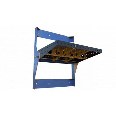 zvárací stôl 800x600x150mm, 5mm, s CNC rovnaním, oceľ S355J2+N, priemer dier: 16.3mm, sklopný s aretáciou, uchytenie o stenu, 3x rebrá, 4x bočnice