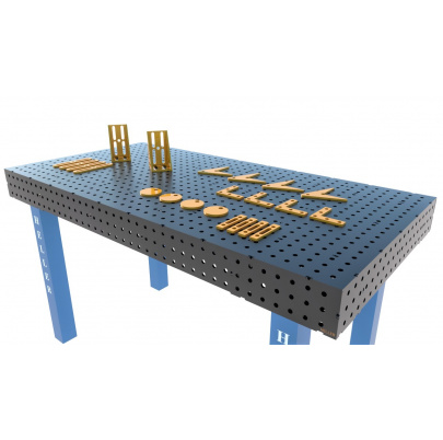 zvárací stôl 2000x1000x150mm, oceľ S355J2+N, priemer dier: 16.3mm, 7x rebrá, 4x bočnice