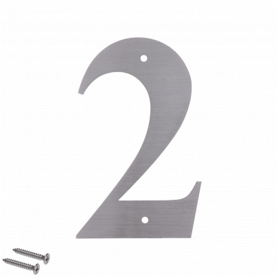 Číslo domové 2, (127x1.5mm), s dierami, brúsená nerez K320 / AISI 304