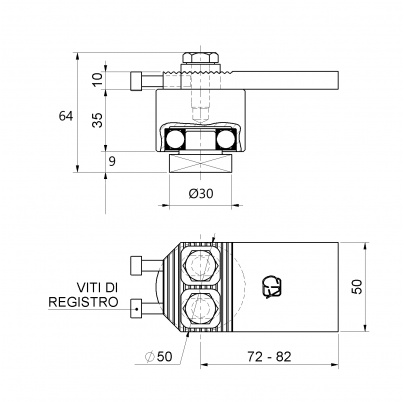 Ložiskový záves ø 50mm, M10x25mm