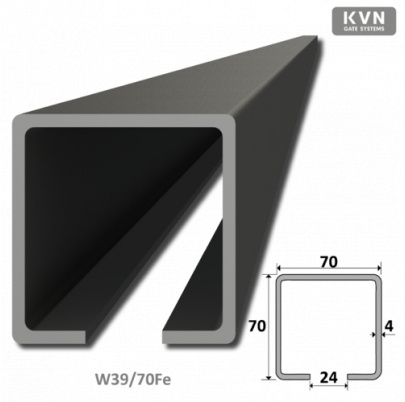 C profil 70x70x4mm L=7000mm čierný Fe pre samonosný systém posuvnej brány