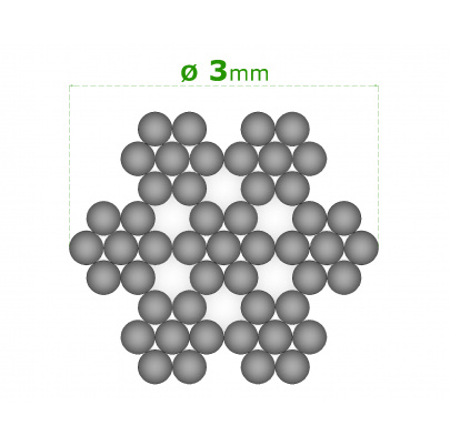 Nerezové lanko ø 3mm (7x7 dr.) /AISI316